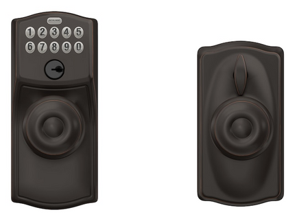 Schlage Customizable Keying Camelot-Georgian Aged Bronze Keypad Electronic Knob Lock