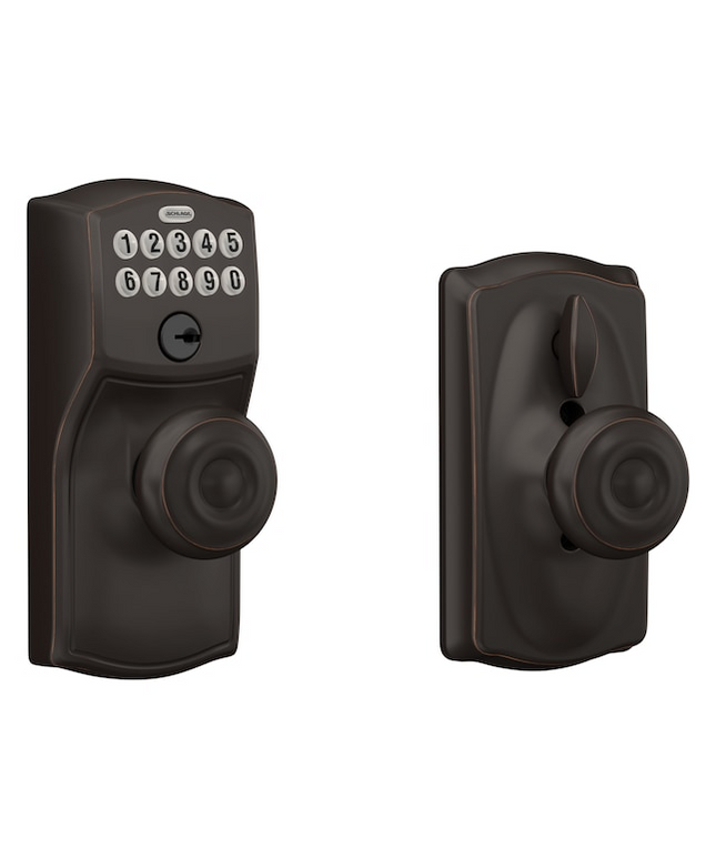 Schlage Customizable Keying Camelot-Georgian Aged Bronze Keypad Electronic Knob Lock