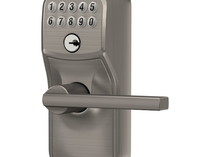 Schlage Customizable Keying Plymouth-Latitude Satin Nickel Keypad Electronic Handle Lock