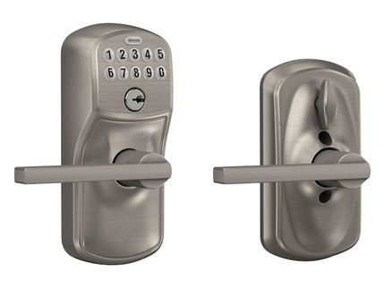 Schlage Customizable Keying Plymouth-Latitude Satin Nickel Keypad Electronic Handle Lock
