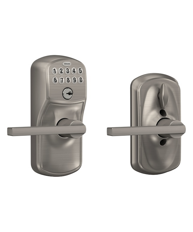 Schlage Customizable Keying Plymouth-Latitude Satin Nickel Keypad Electronic Handle Lock