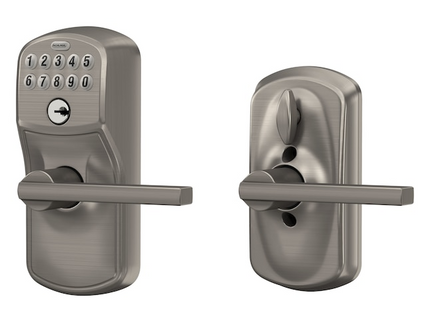 Schlage Customizable Keying Plymouth-Latitude Satin Nickel Keypad Electronic Handle Lock