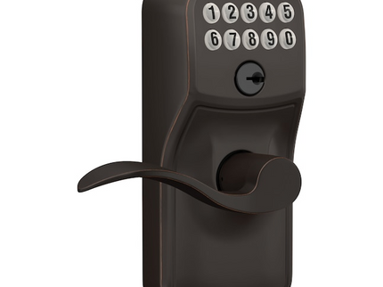 Schlage Customizable Keying Plymouth-Accent Aged Bronze Keypad Electronic Handle Lock