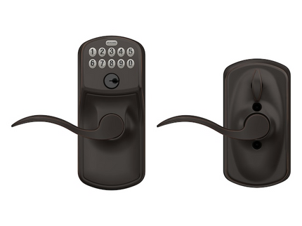 Schlage Customizable Keying Plymouth-Accent Aged Bronze Keypad Electronic Handle Lock