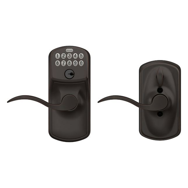 Schlage Customizable Keying Plymouth-Accent Aged Bronze Keypad Electronic Handle Lock