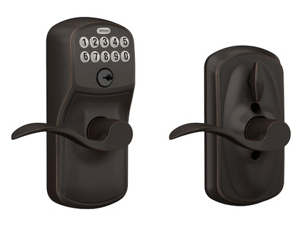 Schlage Customizable Keying Plymouth-Accent Aged Bronze Keypad Electronic Handle Lock