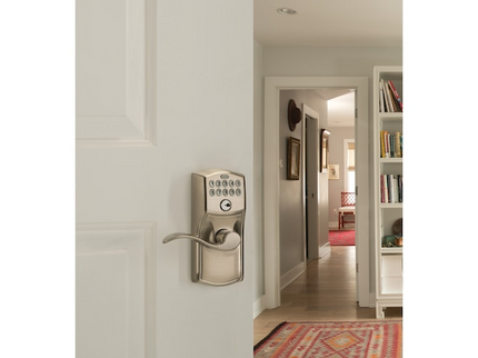 Schlage Customizable Keying Camelot-Accent Satin Nickel Keypad Electronic Handle Lock