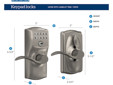 Schlage Camelot-Accent Satin Nickel Keypad Electronic Handle Lock