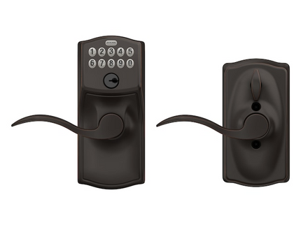 Schlage Customizable Keying Camelot-Accent Aged Bronze Keypad Electronic Handle Lock