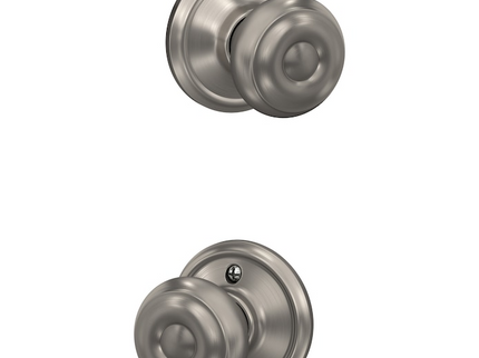 Schlage Arrive Camelot Satin Nickel Electronic Deadbolt and Georgian Door Knob Bundle