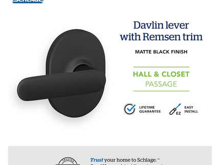 Schlage Arrive Remsen Matte Black Electronic Deadbolt and Davlin-Remsen Door Handle Bundle