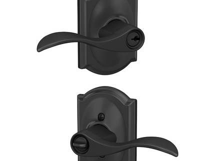Schlage Arrive Camelot Matte Black Electronic Deadbolt and Accent-Camelot Keyed Entry Door Handle Bundle