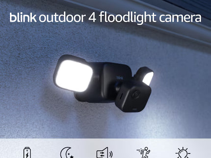 Blink All-New Outdoor 4 Floodlight Camera – Wire-free Smart Security Camera, 700 lumens, Two-year Battery Life, HD Live View, Enhanced Motion Detection, Works with Alexa - Black