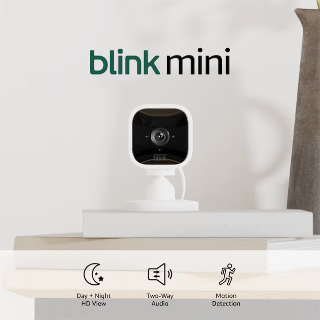 Blink Mini – Compact Indoor Plug-in Smart Security Camera, 1080p HD Video