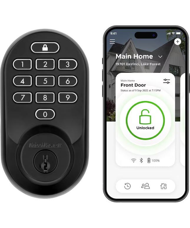 Kwikset Halo Keypad Matte Black Smart Wi-Fi and Keypad Electronic Deadbolt Lock ft. SmartKey Security