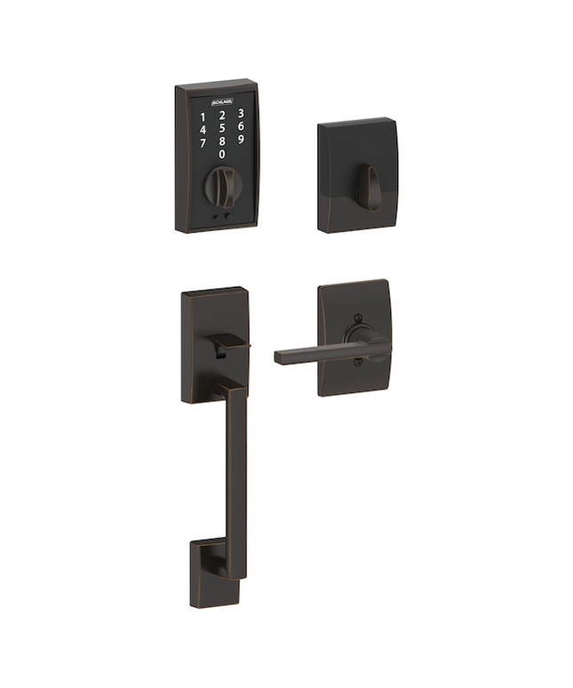 Schlage Touch Century-Latitude Aged Bronze Touchscreen Keypad Electronic Deadbolt and Handle Lock