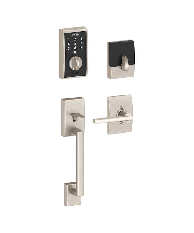 Schlage Touch Century-Latitude Satin Nickel Touchscreen Keypad Electronic Deadbolt and Handle Lock