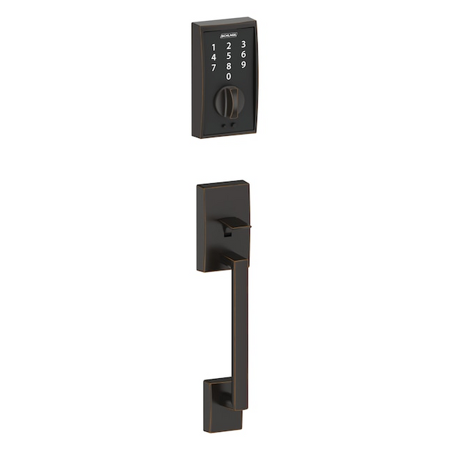 Schlage Touch Century-Latitude Aged Bronze Touchscreen Keypad Electronic Deadbolt and Handle Lock
