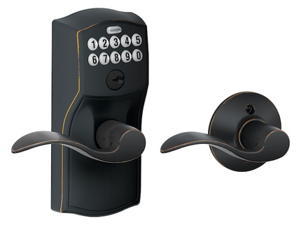 Schlage Customizable Keying Camelot-Accent Aged Bronze Keypad Electronic Handle Lock
