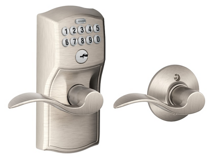 Schlage Customizable Keying Camelot-Accent Satin Nickel Keypad Electronic Handle Lock