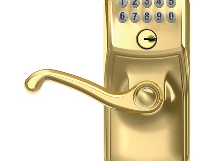 Schlage Plymouth Bright Brass Keypad Electronic Handle Lock