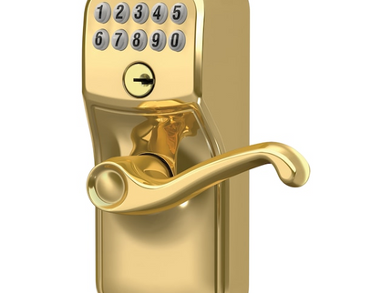 Schlage Plymouth Bright Brass Keypad Electronic Handle Lock
