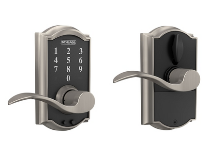 Schlage Touch Camelot-Accent Satin Nickel Touchscreen Keypad Electronic Handle Lock