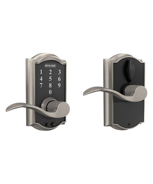 Schlage Touch Camelot-Accent Satin Nickel Touchscreen Keypad Electronic Handle Lock