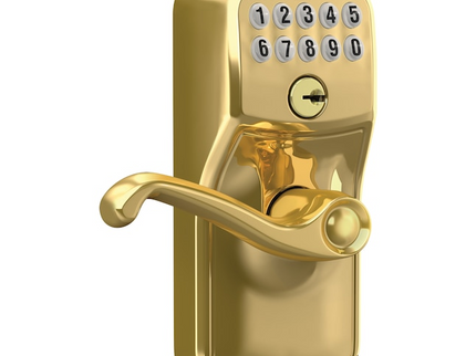 Schlage Plymouth Bright Brass Keypad Electronic Handle Lock
