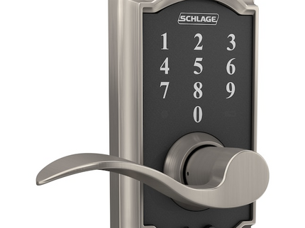 Schlage Touch Camelot-Accent Satin Nickel Touchscreen Keypad Electronic Handle Lock