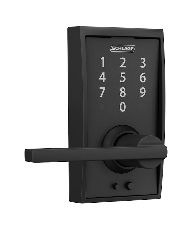 Schlage Touch Century-Latitude Matte Black Touchscreen Keypad Electronic Handle Lock