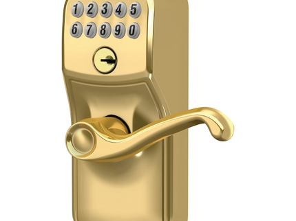 Schlage Plymouth Bright Brass Keypad Electronic Handle Lock
