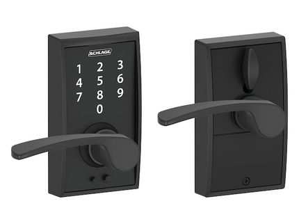 Schlage Touch Century-Merano Matte Black Touchscreen Keypad Electronic Handle Lock