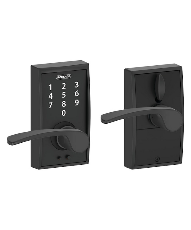 Schlage Touch Century-Merano Matte Black Touchscreen Keypad Electronic Handle Lock