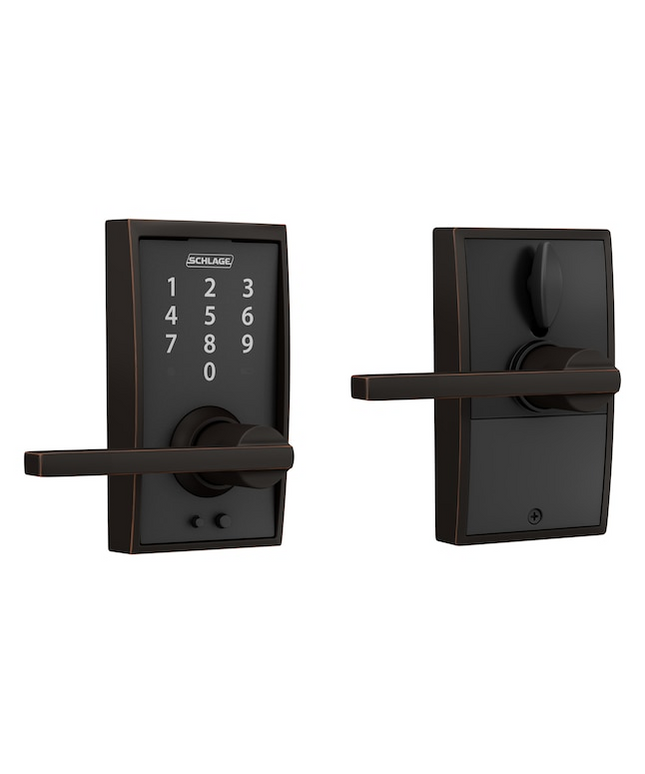Schlage Touch Century-Latitude Aged Bronze Touchscreen Keypad Electronic Handle Lock