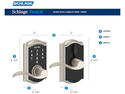 Schlage Touch Camelot-Accent Aged Bronze Touchscreen Keypad Electronic Handle Lock