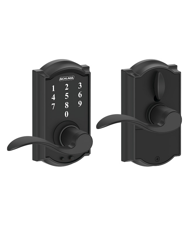 Schlage Touch Camelot-Accent Matte Black Touchscreen Keypad Electronic Handle Lock