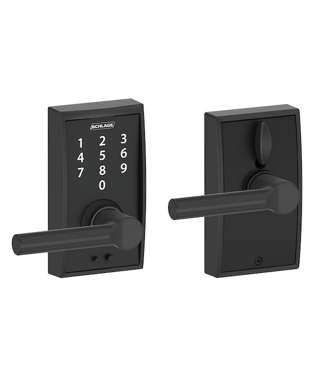 Schlage Touch Century-Broadway Matte Black Touchscreen Keypad Electronic Handle Lock