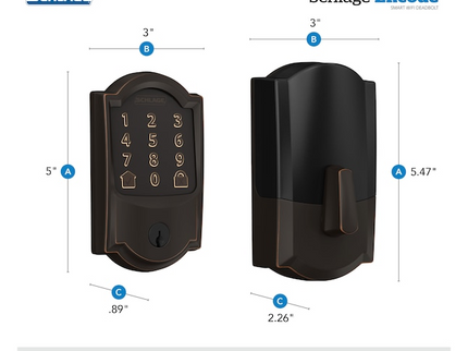 Schlage Encode Camelot Aged Bronze Smart Wi-Fi and Bluetooth Touchscreen Keypad Electronic Deadbolt Lock