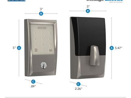 Schlage Encode Century Satin Nickel Smart Wi-Fi and Bluetooth Touchscreen Keypad Electronic Deadbolt Lock