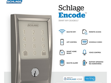 Schlage Encode Century Matte Black Smart Wi-Fi and Bluetooth Touchscreen Keypad Electronic Deadbolt Lock