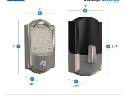 Schlage Encode Camelot Satin Nickel Smart Wi-Fi and Bluetooth Touchscreen Keypad Electronic Deadbolt Lock