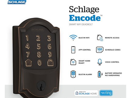 Schlage Encode Camelot Aged Bronze Smart Wi-Fi and Bluetooth Touchscreen Keypad Electronic Deadbolt Lock
