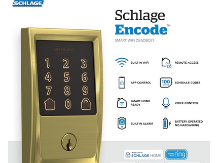Schlage Encode Century Matte Black Smart Wi-Fi and Bluetooth Touchscreen Keypad Electronic Deadbolt Lock