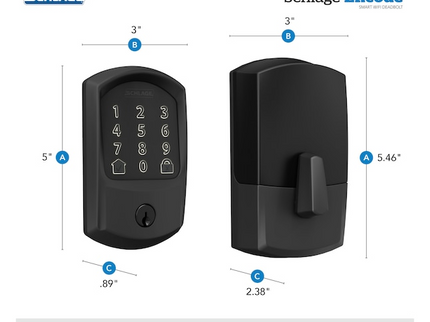 Schlage Encode Greenwich Matte Black Smart Wi-Fi and Bluetooth Touchscreen Keypad Electronic Deadbolt Lock