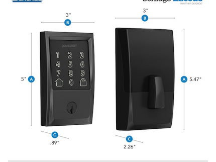 Schlage Encode Century Matte Black Smart Wi-Fi and Bluetooth Touchscreen Keypad Electronic Deadbolt Lock