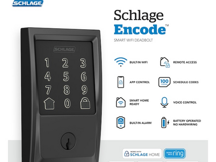 Schlage Encode Century Matte Black Smart Wi-Fi and Bluetooth Touchscreen Keypad Electronic Deadbolt Lock