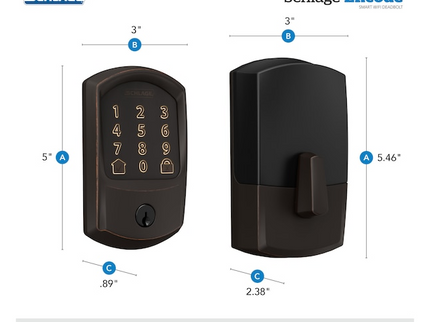 Schlage Encode Greenwich Aged Bronze Smart Wi-Fi and Bluetooth Touchscreen Keypad Electronic Deadbolt Lock