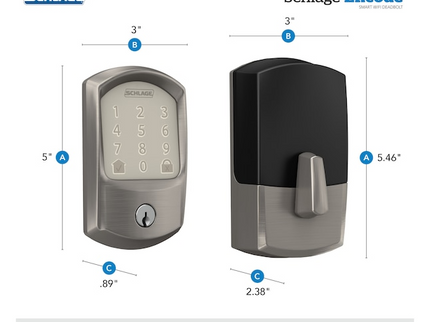 Schlage Encode Greenwich Satin Nickel Smart Wi-Fi and Bluetooth Touchscreen Keypad Electronic Deadbolt Lock