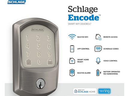 Schlage Encode Greenwich Satin Nickel Smart Wi-Fi and Bluetooth Touchscreen Keypad Electronic Deadbolt Lock